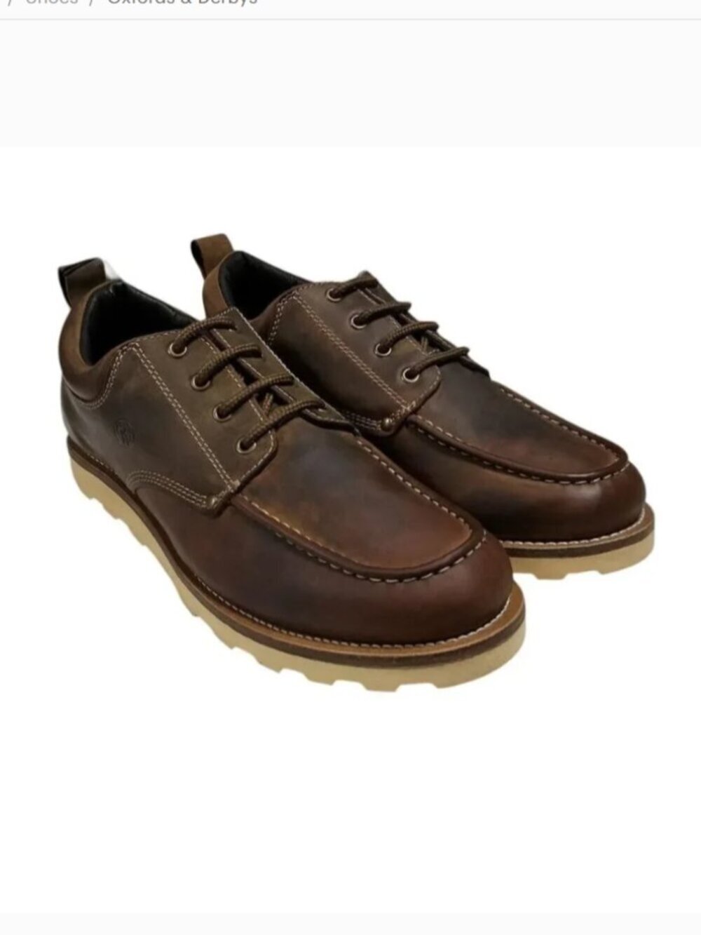 Old West Moc Toe Oxford Shoes Men 10 EE Brown Leather Lace Up Casual Comfort NWD